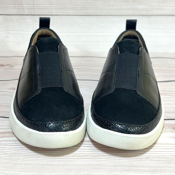 Vionic ZINAH Slip On Sneaker Womens 8 Black Leather Suede Casual Orthotic Shoes - Picture 2 of 15